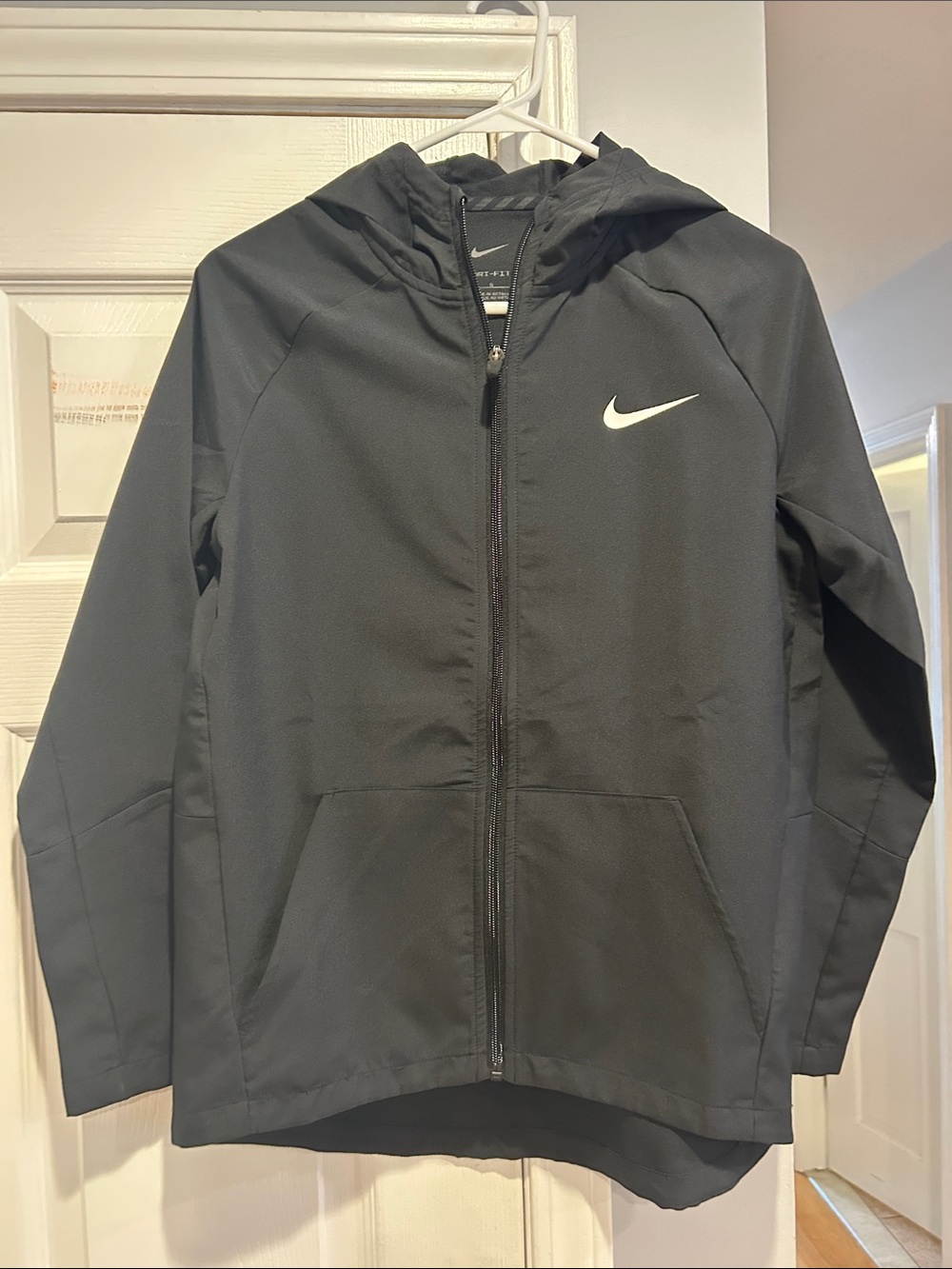 Nike Black Kids' Hooded Full-Zip Jacket with White Swoosh